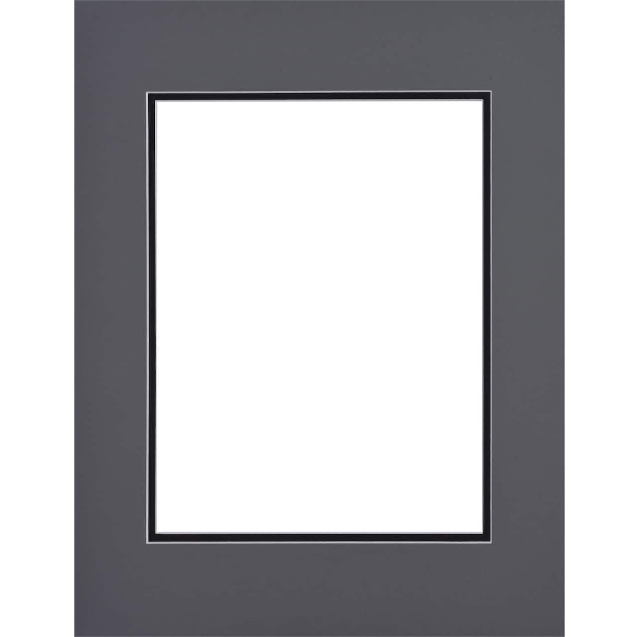 16" x 20" Zinc Gray & Black Double Mat by Studio Décor®, 11" x 14" Opening Size